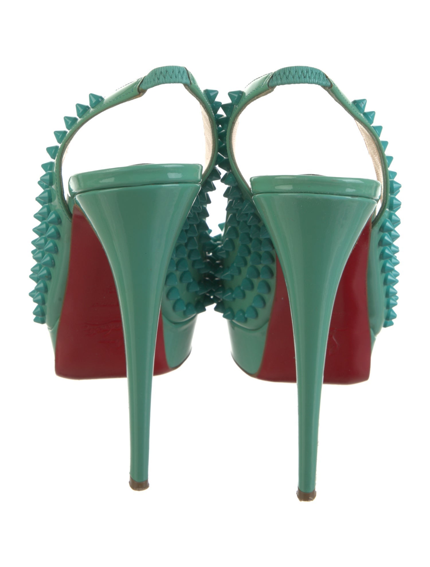 Christian Louboutin Spike Accents Patent Leather Slingback Pumps